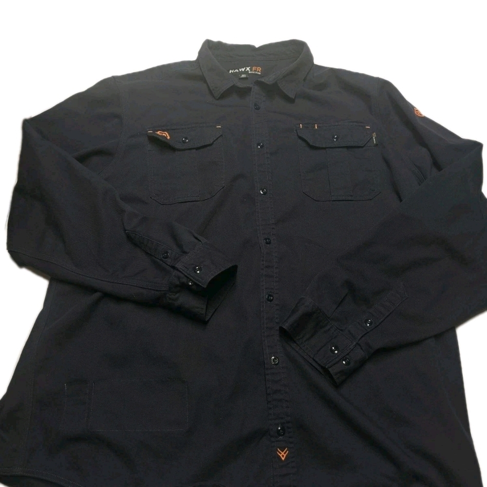 Hawx FR Mens Work Gear Long Sleeve Button Down Blue  Size 3XL Work Wear